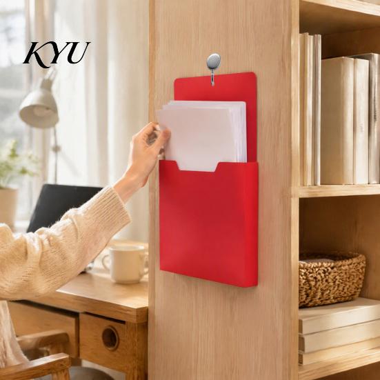 A4 Document Organizers Wall Mounted File Pocket Organizer, 1.18 Inch Deep Compartment, Stackable Pockets Plastic Hanging Holder for Office School And