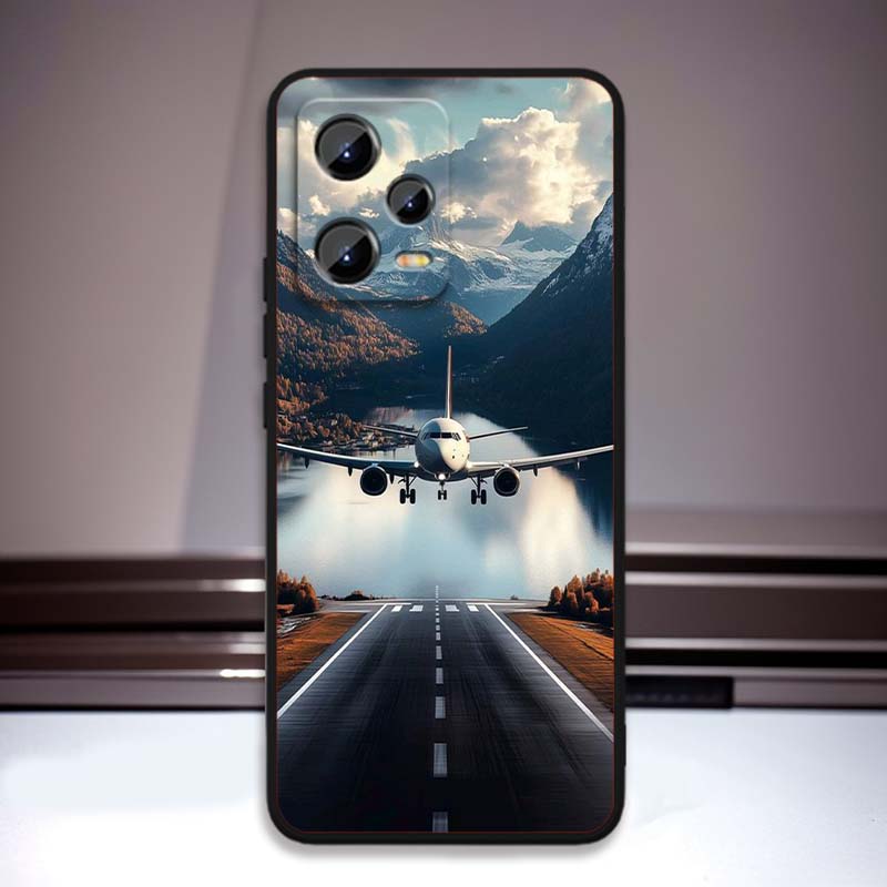 Модный рисунок самолета Для Xiaomi Redmi Note 15 14 13 12 12S 11E 11 11S Pro Plus 4G 5G Черный Мягкий ТПУ Чехол для телефона