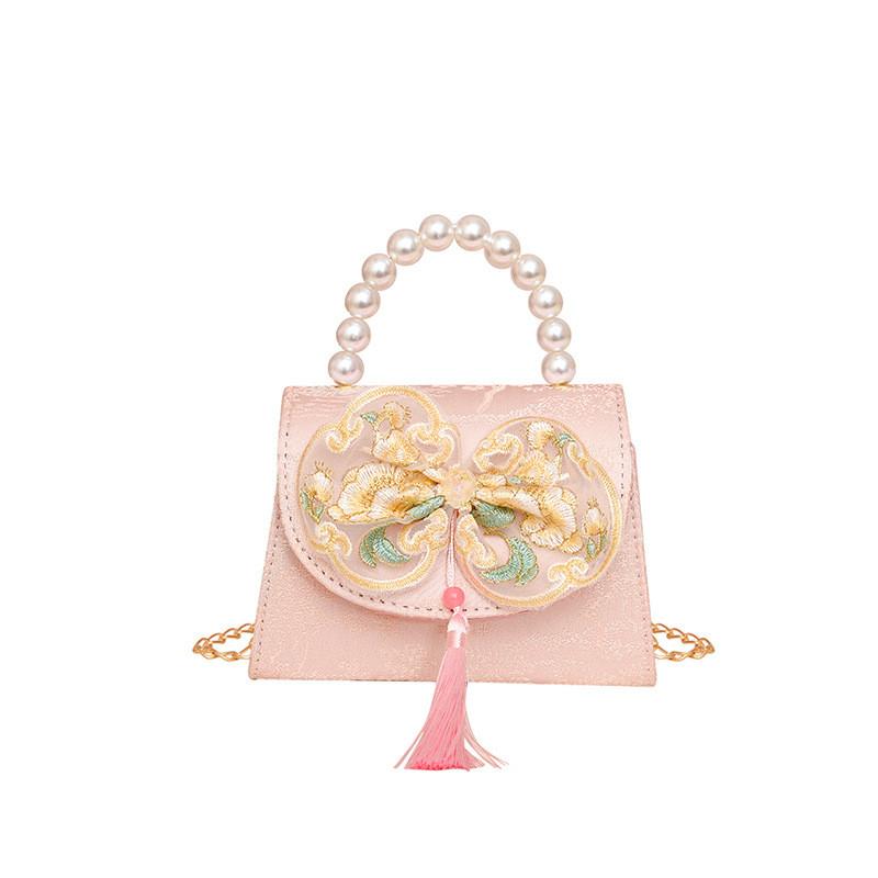 Style Chinese Embroidery Kids Trendy Bag Pu Material Fun Pattern Outings Summer