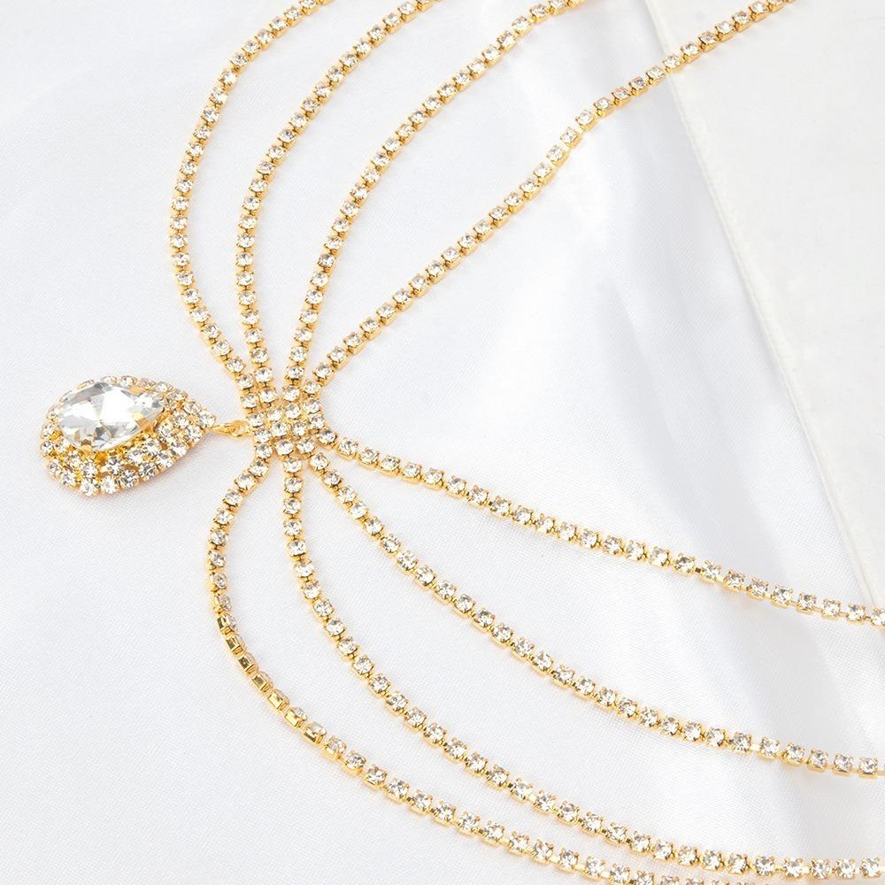 Головной убор Стразовая цепочка на голову Капля воды Бохо повязка на голову Роскошная цепочка на лоб Вечеринка