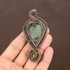 Natural Labradorite, Tiger Eye Handmade Copper Wire Wrap Pendant 3.74" S8m06