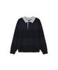 NOTIG Wool Blend Boucle Thierry Stripe Sweater Navy_Oka3Swtl102N1