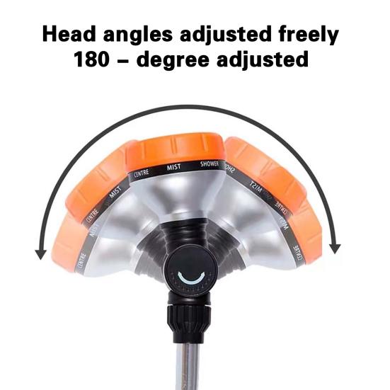 Сверхмощная металлическая поливочная палочка с поворотной на 180 градусов головкой с храповым механизмом, 8 режимов распыления, насадка для шланга, распылитель, садовые принадлежности