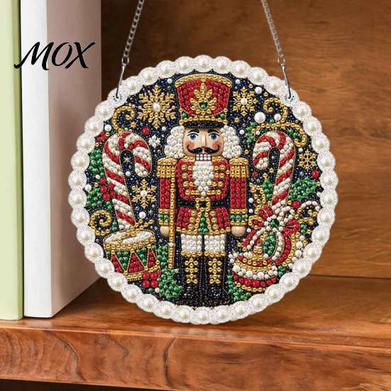 Acrylic Holiday Decorations DIY Christmas Faux Pearl Art Painting Hanging Pendant Kit, Nutcracker Beads Xmas Gift for Family Friends Craft Adults