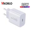 VAORLO Быстрое зарядное устройство PD 20 Вт для iPhone 12 11 Xs Xr Pro Max, адаптер USB-C для вилки ЕС, Великобритании, США, дорожное зарядное устройство QC3.0