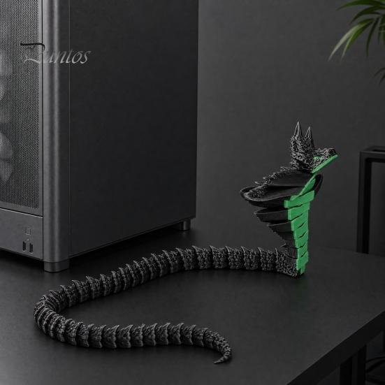 Гибкая шарнирная змея, игрушка-украшение, 3D-печать, позируемая фигурка с подвижными суставами, рептилия, домашний декор, позы, животное в темной тематике, коллекция для рабочего стола