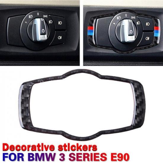 1PC For BMW 3 series E90 E92 E93 Carbon Fiber Headlight Switch Button Cover Trim