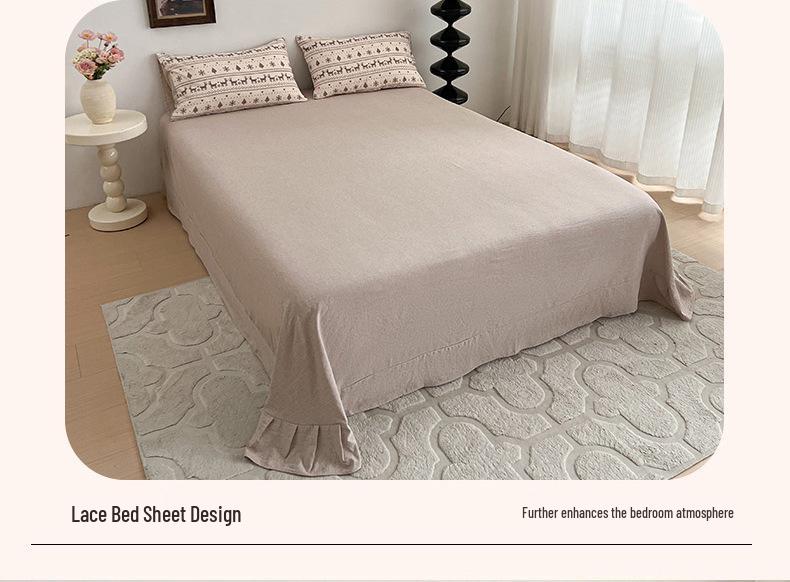 Floral Washed Cotton Jacquard Bedding Set – Four-Piece Duvet Cover with Rounded Corner Bed Sheet