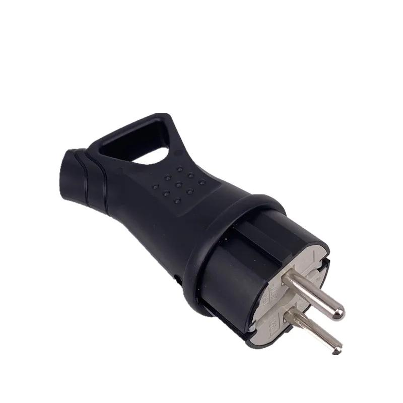 Водонепроницаемая резиновая вилка с заземлением, европейский разъем с крышкой IP54 для самостоятельной сборки силового кабеля, 16А 250В