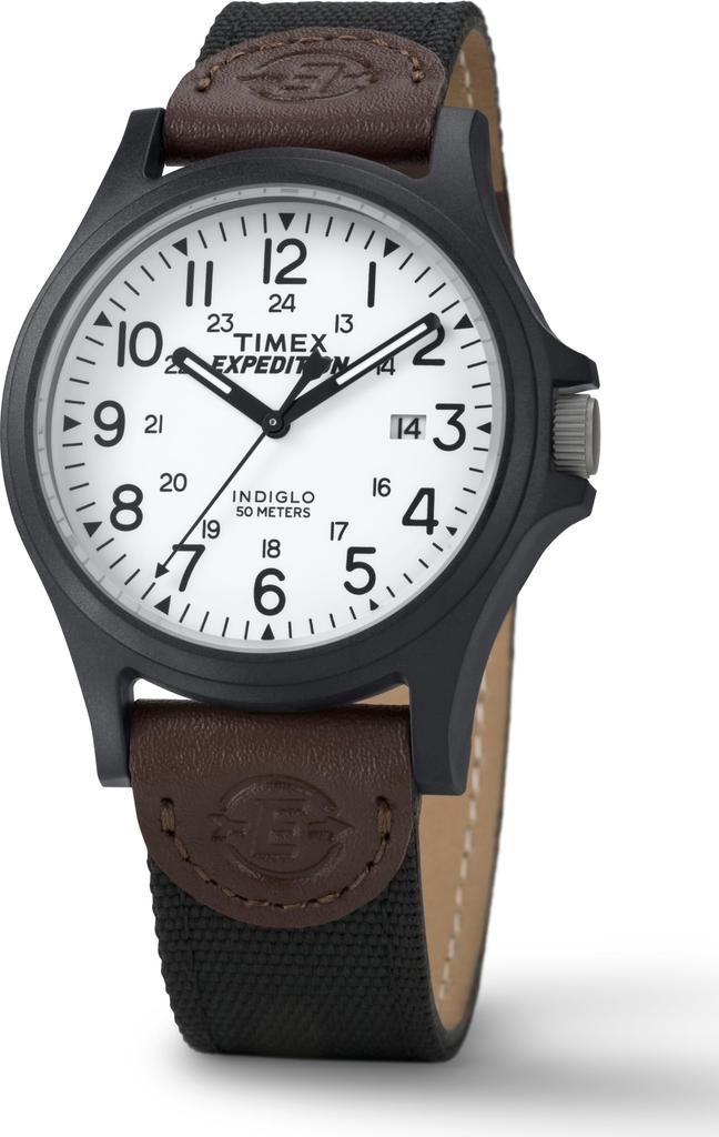 Мужские часы Timex TW4B08200 Expedition Acadia, цвет черный, коричневый, белый, кожа, нейлоновый ремешок