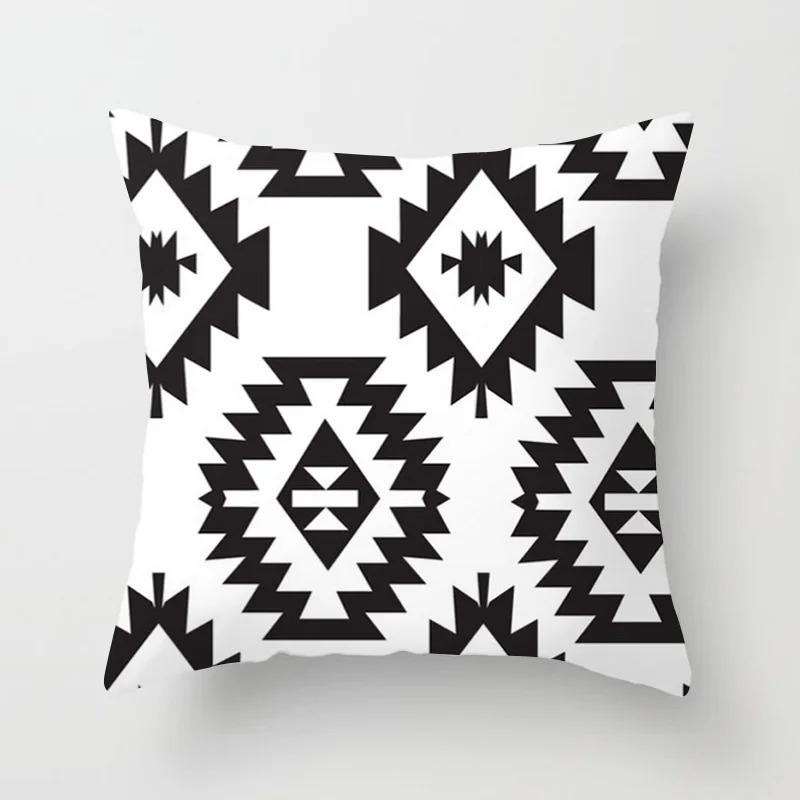 Black Geometric Pattern Pillowcase Office Living Room Home Pillowcase Car Ornaments
