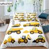 2/3 шт. Простой комплект постельного белья с изображением мультфильмов и машин, высококачественный детский экскаватор, кран, полиэстер, пододеяльник, двуспальный, односпальный, полный размер Queen King Size