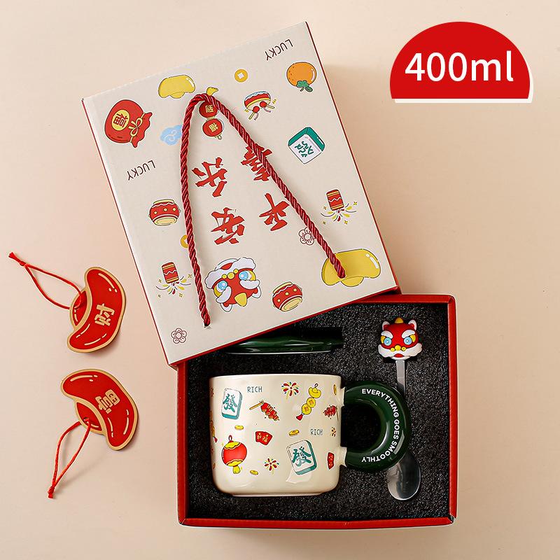 Кружка в подарок на Праздник Весны с крышкой и ложкой, милая керамическая чашка для воды для девочки, мультяшная, для офиса, парная кружка