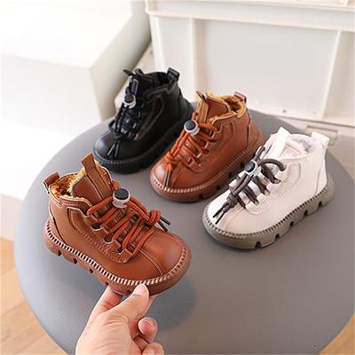 Детские ботинки для мальчиков и девочек, зимние детские туфли для малышей, короткие ретро-ботинки