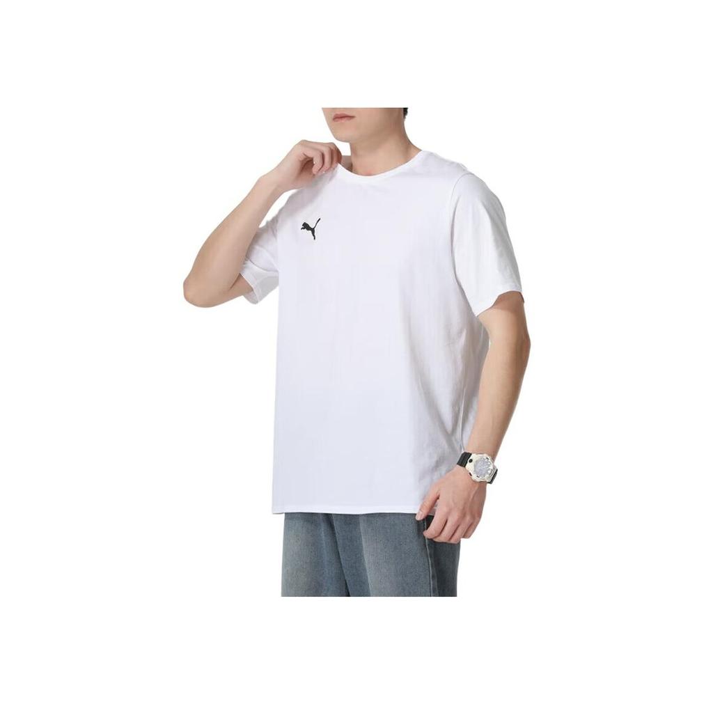 Puma Logo Embroidered Fitness Training Crew Neck Short Sleeve T-Shirt Men Tops White 658615-04