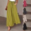 Women's Solid Color Trousers Elastic Belt Wide Leg High Waist Long Pants