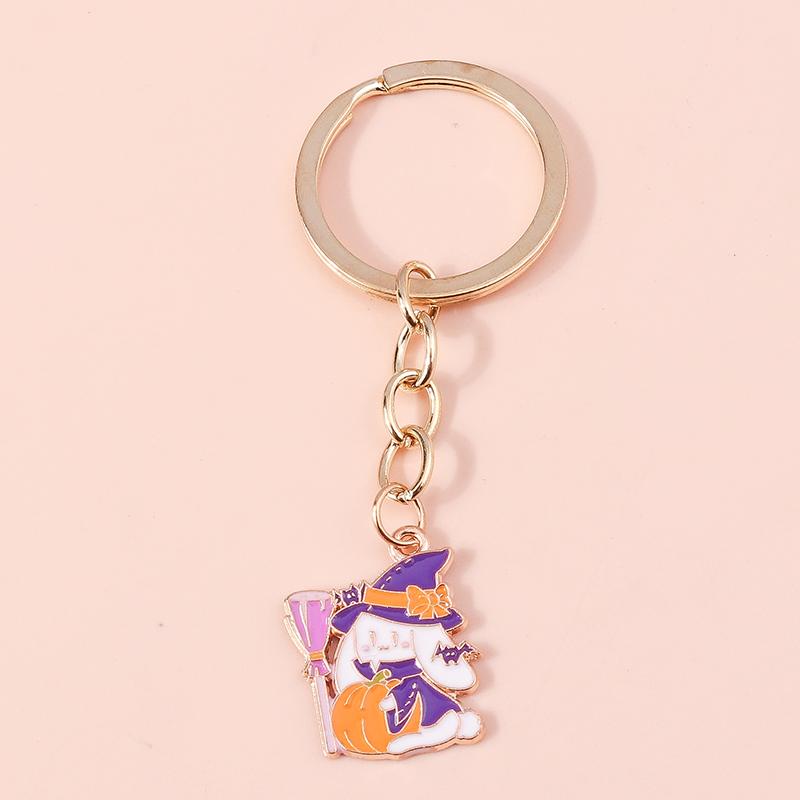 Cute Enamel Ghost Keychain Halloween Witch Pumpkin Bat Keyring Pendants for Car Key Holder Handbag Decor Jewelry  Accessories