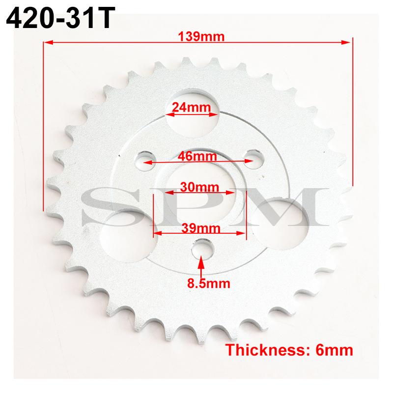 Motorcycle parts Z50 Rear Gear Sprocket 24T/29T/31T/35T/37T Tooth For 420/428 chain for pitbike RM monkey bike 50CC