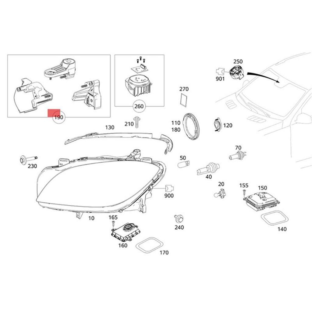 Car Front Headlight Bracket Repair Kits RS Mount For GLS GL ML-Class W166 350 400 11-15