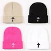 Cool Hat Exquisite Cross Embroidery Unisex Warm No Brim Knitted Hatsbeanie