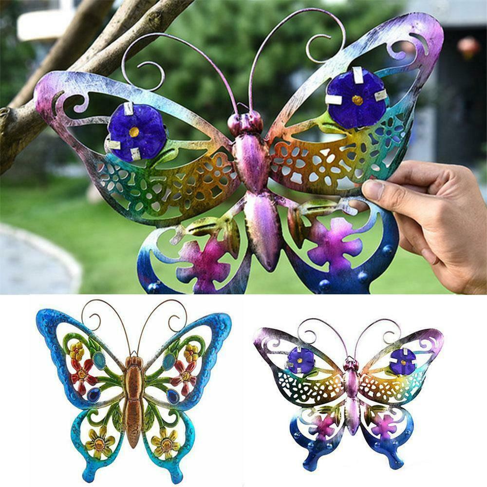 Beautiful Fence Ornament 3D Hanging Sculpture Metal Butterfly Wall Art Garden Decorative