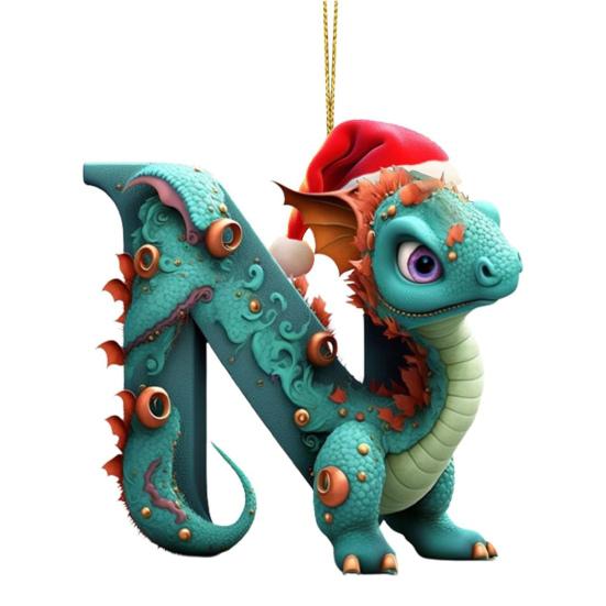 Рождественская елка Подвеска Мультфильм Динозавр Письмо Украшение для дома Окно автомобиля 2D Плоский
