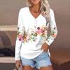 Женский модный повседневный топ на пуговицах с длинным рукавом и цветочным принтом, v-образным вырезом и пуговицами