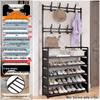 Multi-layer Dustproof Shoe & Hat Rack with Integrated Coat Rack for Indoor Use