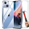 TPU Case - BOOLING - for iPhone 14 - Shockproof Protection - 2 Tempered Glasses - Transparent