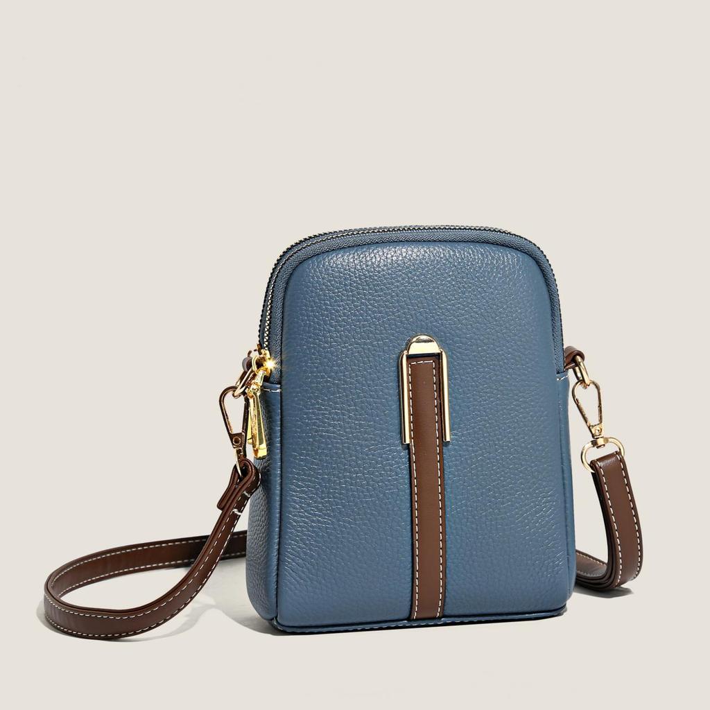 2022 Fashion Real Cowhide Girls Purse Phone Pouch Genuine Leather Shoulder Bags Woman Minimalist Solid Color Mini Crossbody Bag
