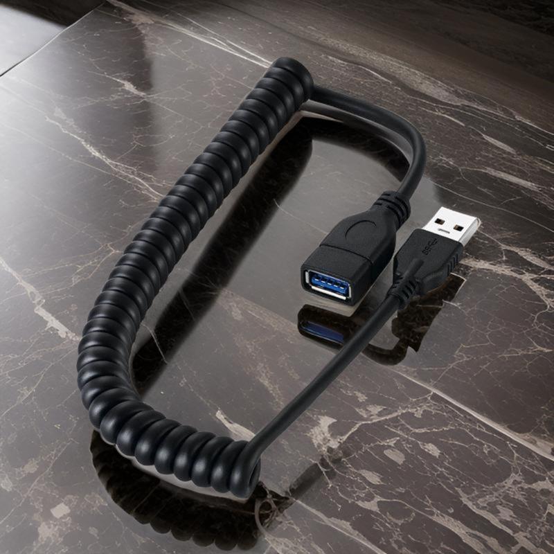 Пружинный удлинитель USB 3.0, кабель для подключения типа «папа-мама» для ПК, жесткого диска и принтера