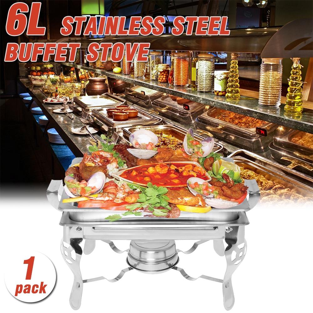 6L Square Buffet Stove Chafing Dish Buffet Stoves Caterer Food Warmer Burner Tray Wedding Party Stainless Steel Buffet Stove