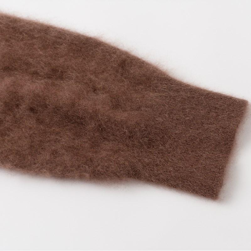 Women's Loose-Fit Brushed Cashmere Cardigan - Trendy Round Neck Knitted Sweater 2025