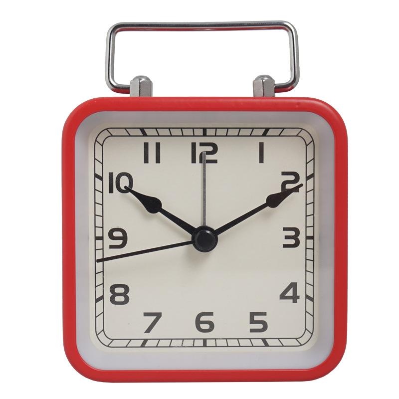 3,5-дюймовый винтажный аналоговый бесшумный будильник с функцией повтора сигнала, не тикающий, небольшой квадратный прикроватный будильник для стола, гостиной
