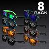8pcs Sporty Sunglasses Set  Vibrant Gradient Lenses Full Rim Design for Running Hiking and Outdoor Activities