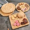 Bamboo Round 5 Compartment Serving Tray, Ideal for Snacks, Fruits, Nuts, Wooden Plate with Dividers for Party Platters Dropship