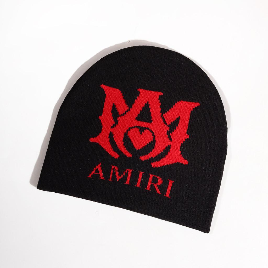 Шапка бини вязаная с узором в виде букв Amiri Модная повседневная уличная Подарок Теплая