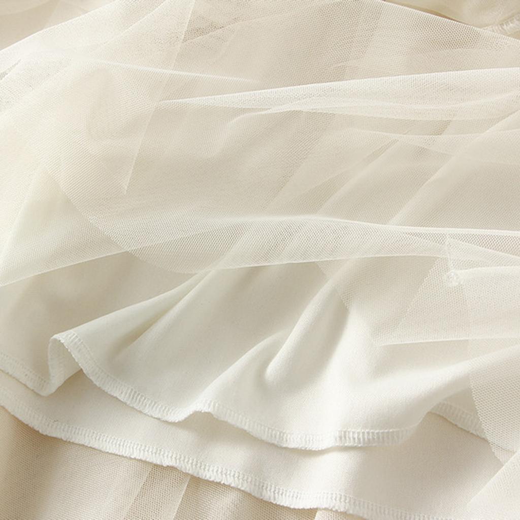 Женская модная повседневная однотонная юбка с высокой талией и оборками из сетки длиной до пола