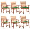 VidaXL Set of 6 Outdoor Dining Chairs with Cushions, Patio Seats, Dining Chairs, Garden Patio Furniture, 3078352