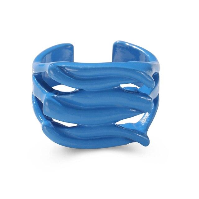 Ins Aesthetic, 5 шт./компл., синий цвет, тема, гипербола, толстые акриловые кольца из смолы, набор для женщин, девчачьи модные кольца для вечеринок «сделай сам», ювелирные изделия