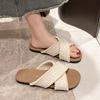 Ethnic Cool Slippers 2025 New Summer Vintage Woven Cross Bohemian Student Flat Roman Shoes