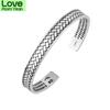 New Fashion Personality Retro Braided Bracelets 925 Sterling Silver Jewelry Buddhist Heart Sutra Opening Bangles Tyb121