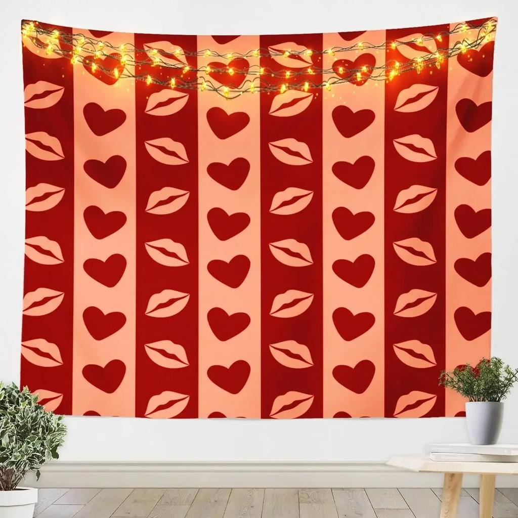 Красочный акварельный гобелен с рисунком сердца, украшение для офиса, гостиной, настенный гобелен для дома