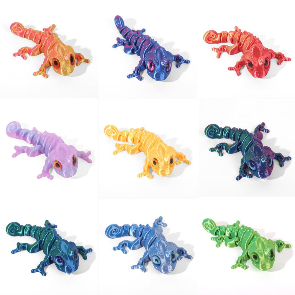 3D Printing Chameleon Figures Multi-joint Movable Simulation Eyes for Home Accessories Kids Toys Gifts Living Room Decoration