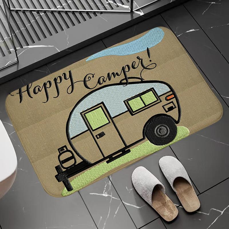 Нескользящий и моющийся кухонный коврик Happy Campers, балкон, прихожая, пол, ковер для ванной, впитывающий коврик для ванной комнаты, молитвенные коврики, коврики