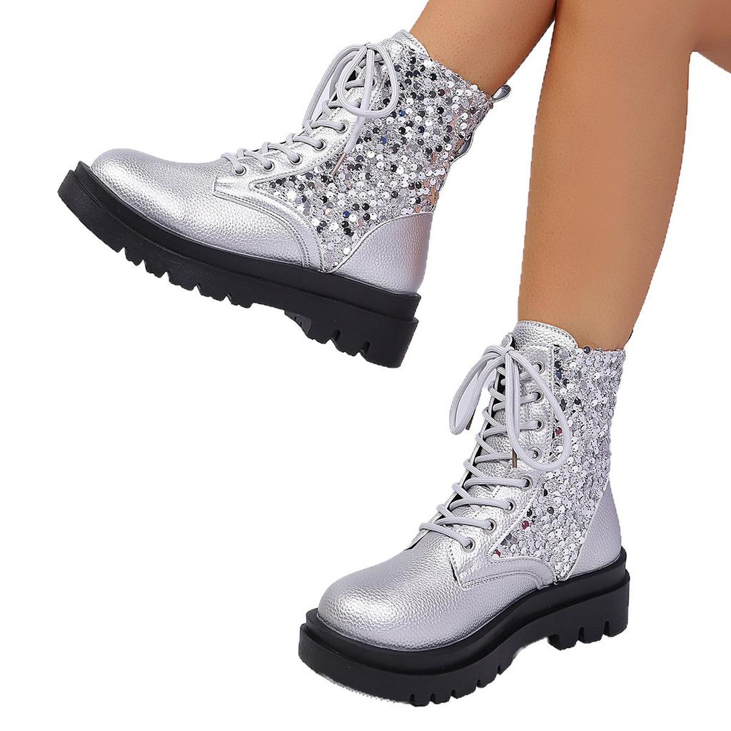 Fall/Winter 2025 New Sequin Girls Versatile Short Women's Boots Martin Boots Women