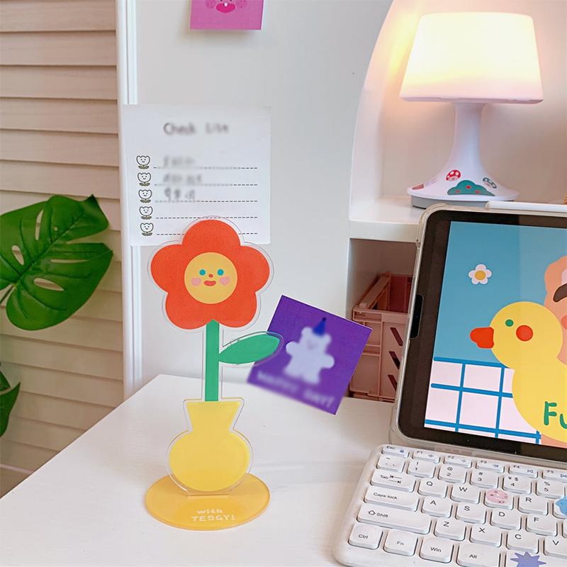 Акриловый держатель для заметок, настольный цветочный орнамент, многофункциональный держатель для заметок, декоративный орнамент для гостиной и спальни