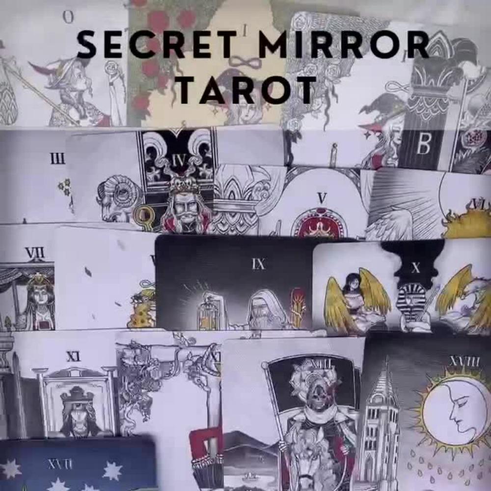 12*7 см Секретное Зеркальное Таро Женское Искусство Таро В Богатой Символике С Монохромным Царством:Черный, белый, красный, золотой - с путеводителем