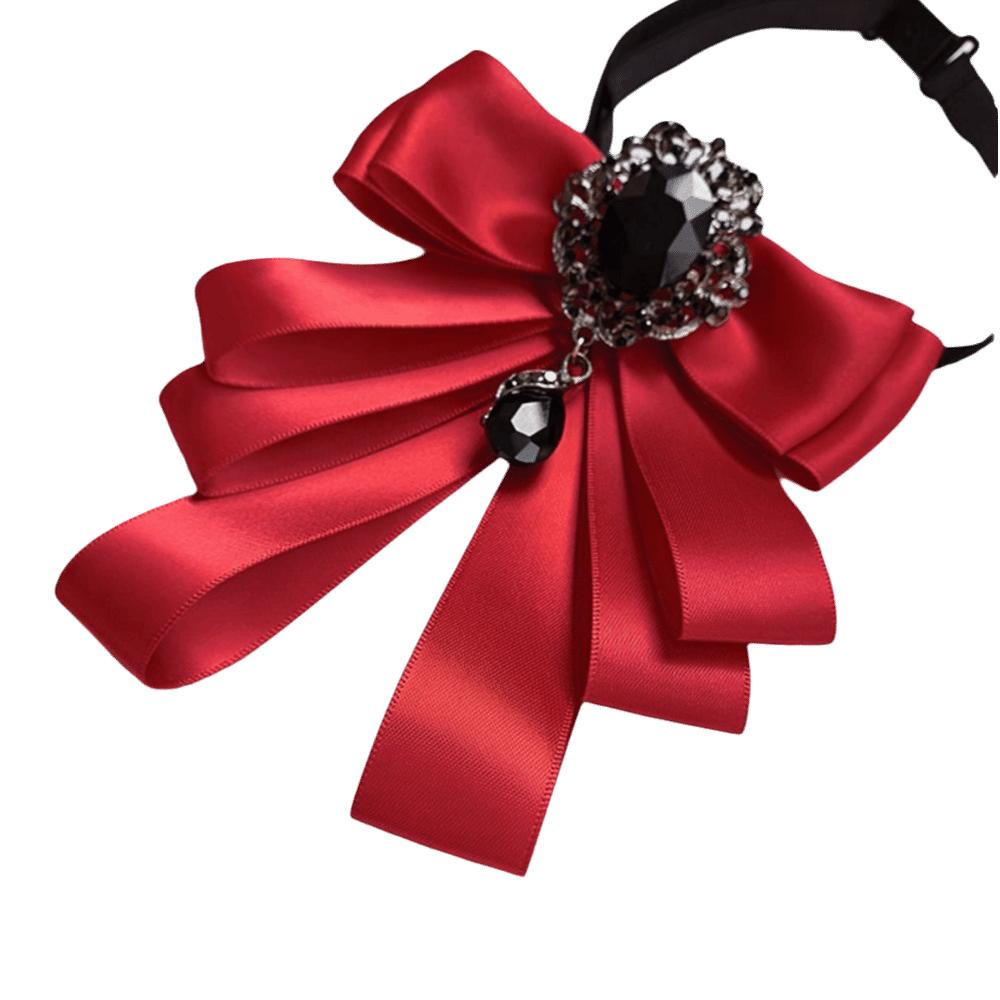 Fabric Bowtie Crystal Neck Decoration Brooch Accessories Collar Flower Women Accessories