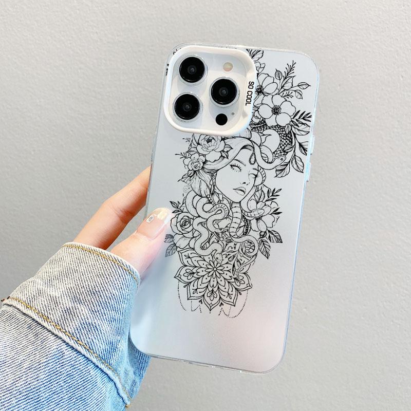 Beautiful Flower Girl Line Design Durable Laser Phone Case For Samsung Galaxy S21 S23 S24 FE S25 S24 S23 S22 Ultra Plus Covers